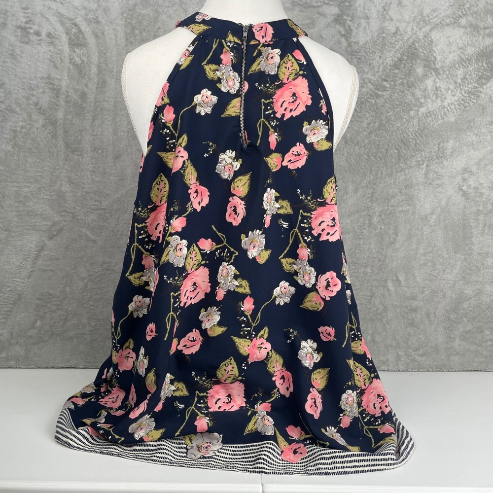 Torrid Womens Navy Pink Floral Halter Tank Top Blouse Size 1